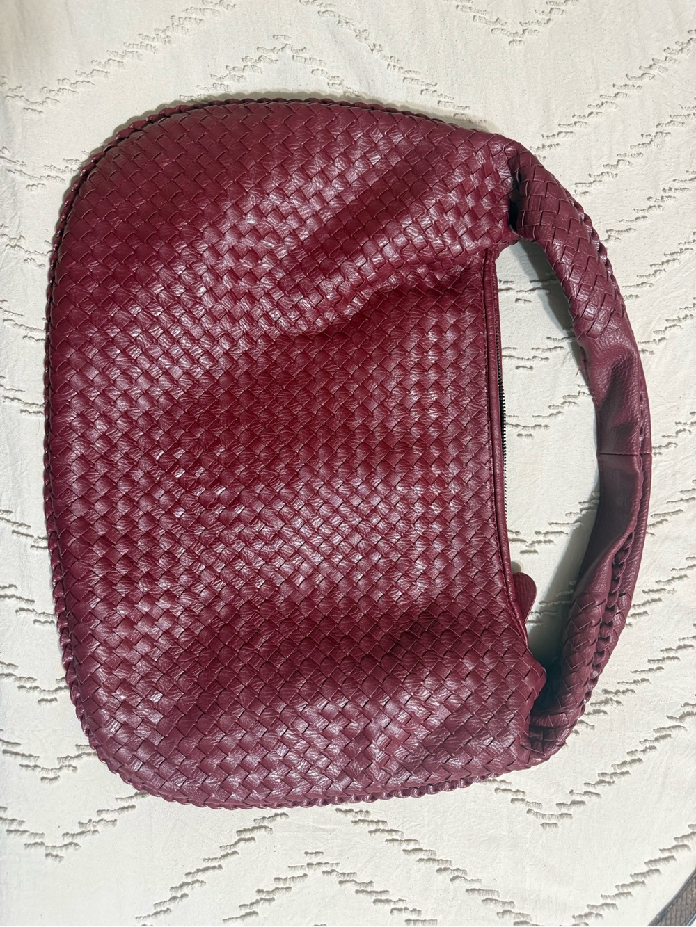 Woven Burgundy Shoulder Bag